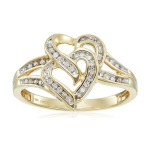 Gold Diamond Heart Ring
